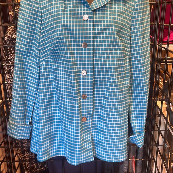 Nina Mclemore dazure and white tattersall shirt jacket nwt size 6 - Picture 2 of 6